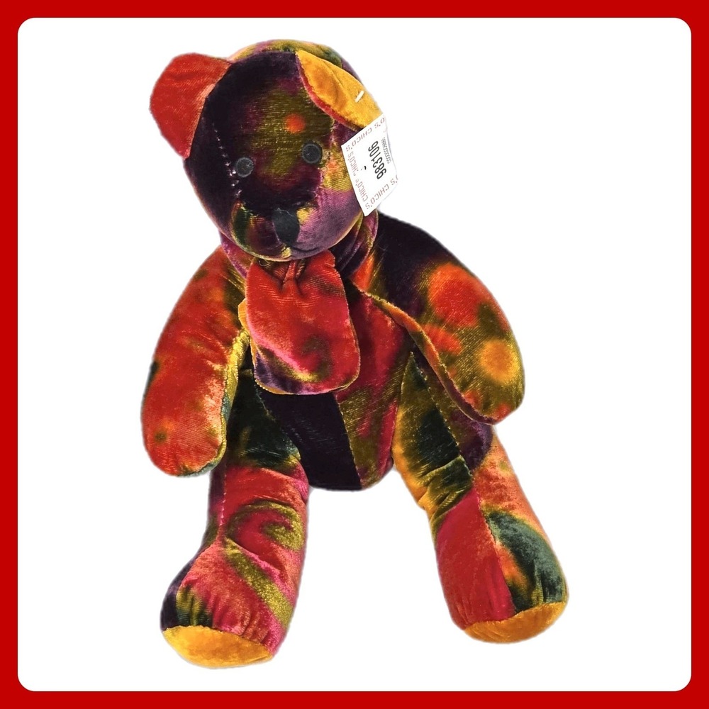 Chico's Velvet Teddy Bear 9in‎ Multicolor Tie Dye Plush Toy New With Tags NWT